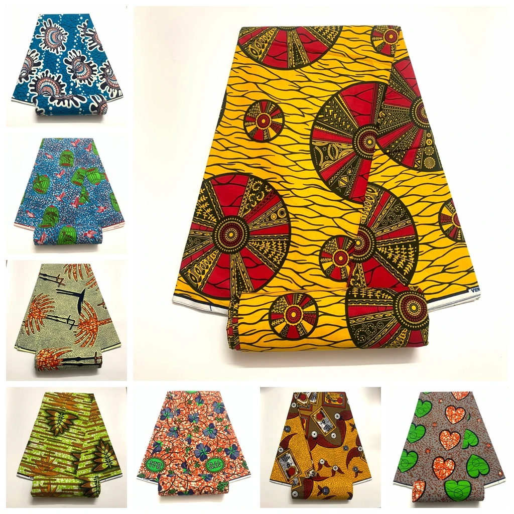 Tessuto Africano Vero E Proprio Cotone Cerato 2024 Tessuto Ankara Oro Di Alta Qualità Africano Vero Cotone Con Stampa A Cera 6Yard Soft Comfortab