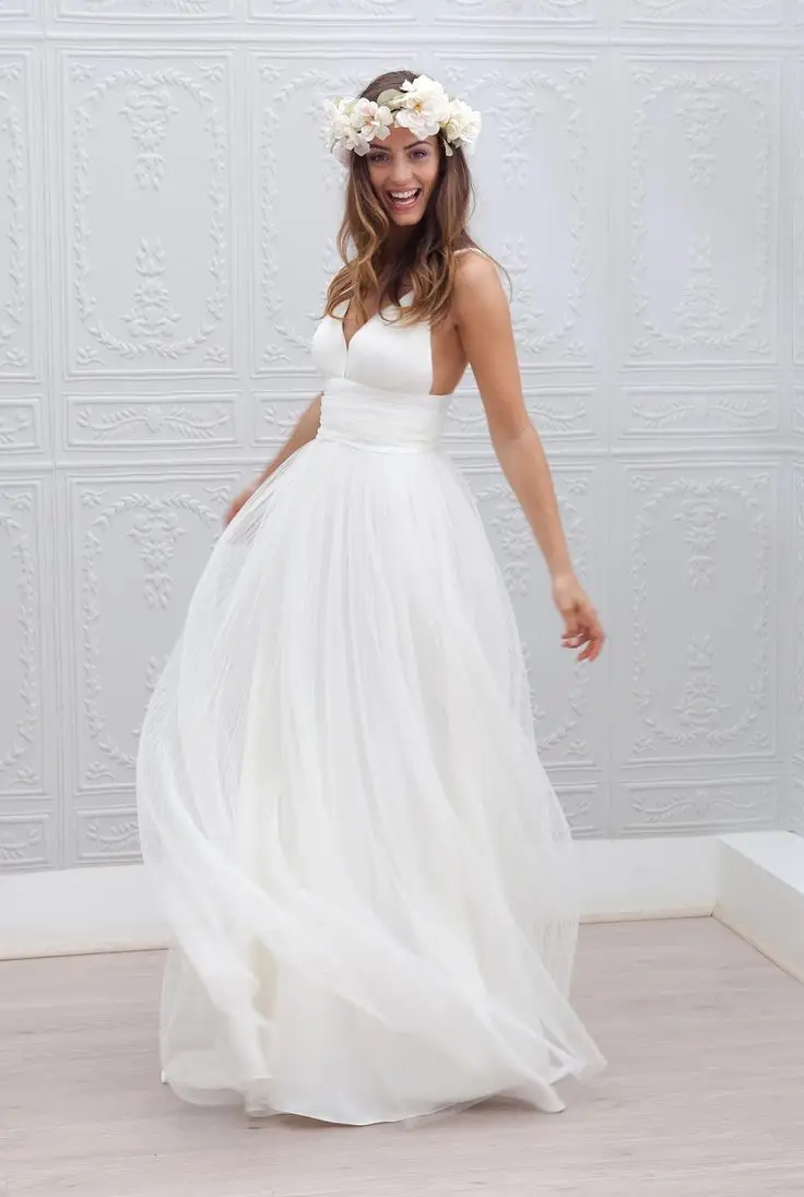 Eleganti Abiti Da Sposa Economici Semplici Con Spalline Sottili Sotto Il 100 Realizzati In Cina Abiti Da Sposa Da Spiaggia