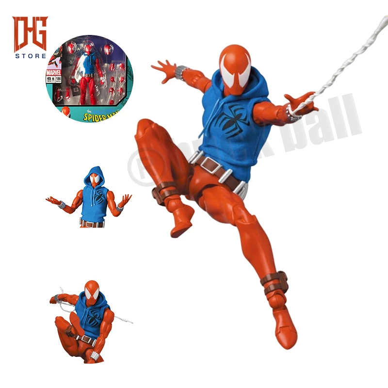 In Magazzino Medicom Mafex No.186 Scarlet Spiderman Figurine Comic Ver Spiderman Anime Action Collection Figure Modello Giocattoli Regali