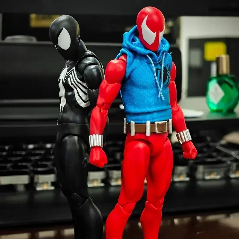 Genuine Mafex No.186 Spiderman Anime Figures 1/12 Comic Ver Spiderman Figurine Dolls Collection Model Statue Decor Toy Gift