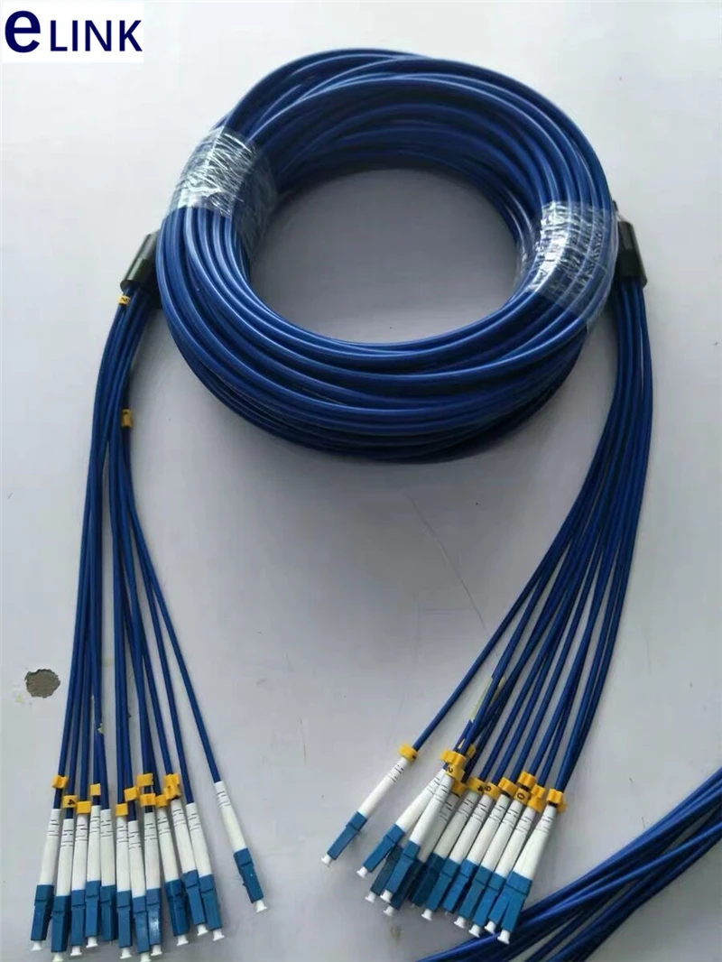 60Mtr 12 Core Armored Patchcord Sm Sc Lc Fc St Apc Monomodale 12C Fiber Armored Ponticello In Fibra Ottica Ftth Cavo Elink Ftth Blu