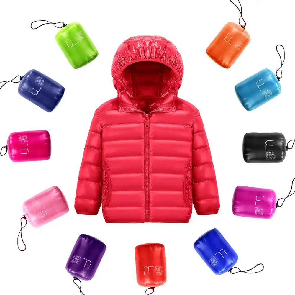 Bambini Puffer Piumino D'Anatra Giacche Invernali Per Ragazzi Ultra Leggero Portatile Con Cappuccio Ragazze Piumino Tuta Per Bambini Bambino Piumino