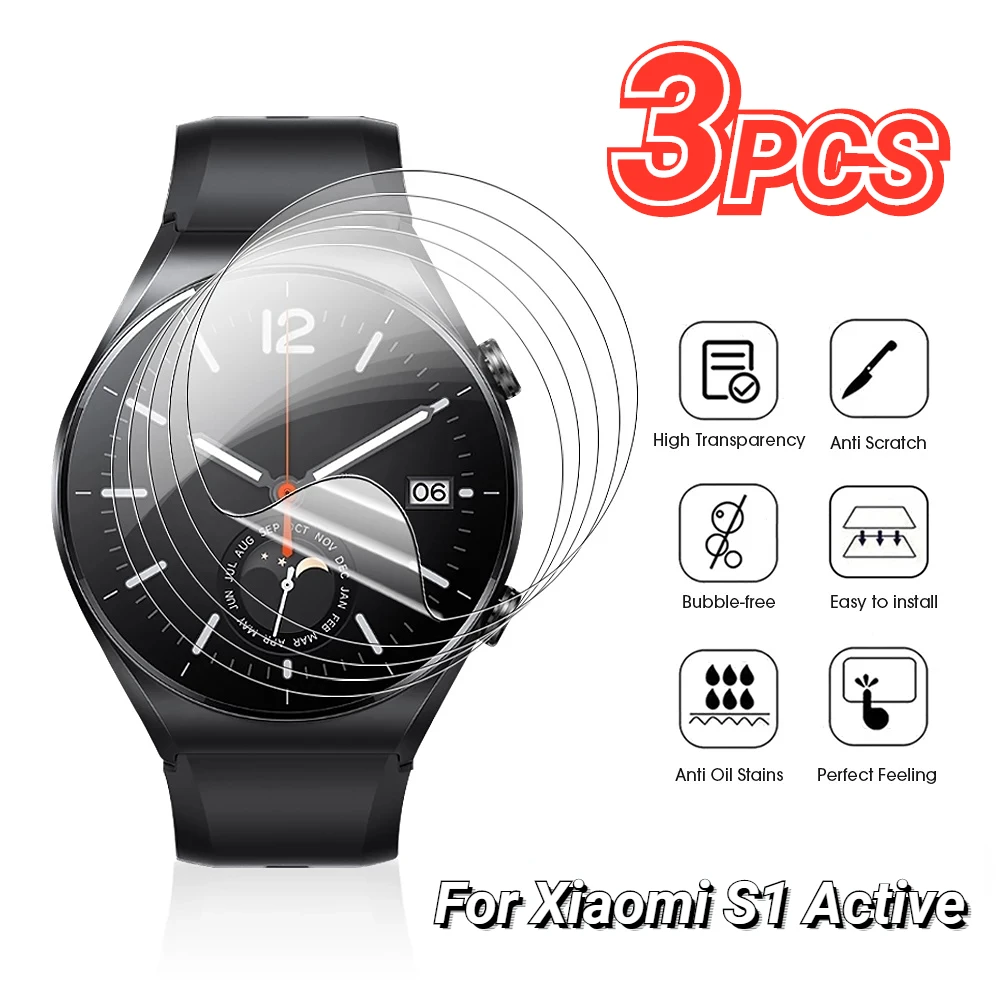 3Pcs Soft Hydrogel Film Per Xiaomi S1 Active Smartwatch Clear Proteggi Schermo Per Xiaomi Mi Watch S1 Active Not Glass