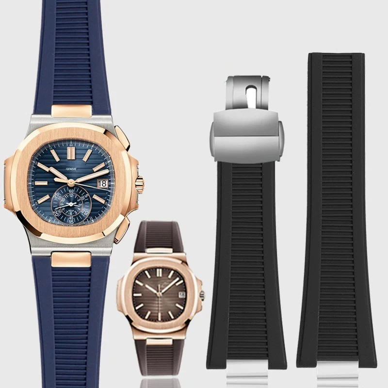 High Quality Silicone Rubber Watchband For Patek Philippe Nautilus Series 5711 5712 5980 Waterproof Watch Strap Bracelet Male