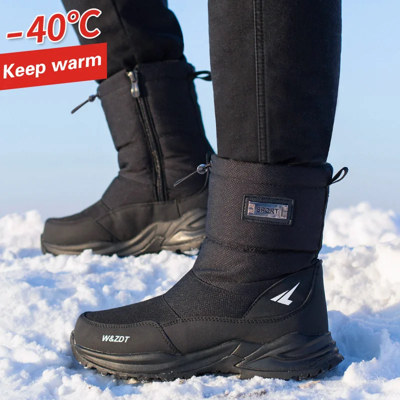 Stivali Invernali Da Uomo 2023 Calzature Da Passeggio All'Aperto Stivali Da Neve Impermeabili Antiscivolo Uomo Caldo Peluche Scarpe Invernali Uomo Per