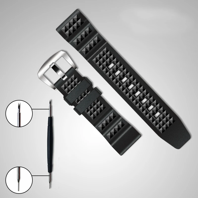 Cinturino In Gomma Merkur 20 22 Mm Adatto Per Orologio Subacqueo, Confortevole E Traspirante