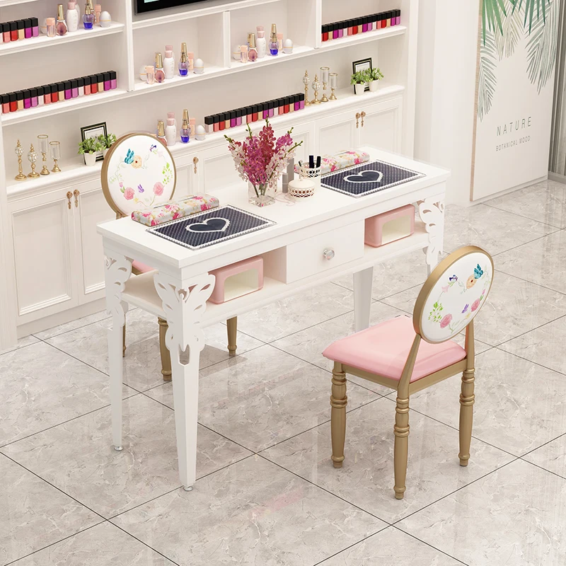 White Exquisite Manicure Table Receptionist Modern Specialty Nordic Nail Desk Design Semplice Manicure Tafel Furniture Hd50Zj