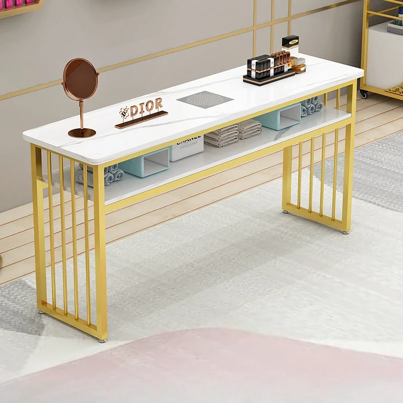 Metal Japanese Nail Desk Vanity Simple Speciality Modern Manicure Table Design Golden Mesa De Manicure Salon Furniture Yx50Mt