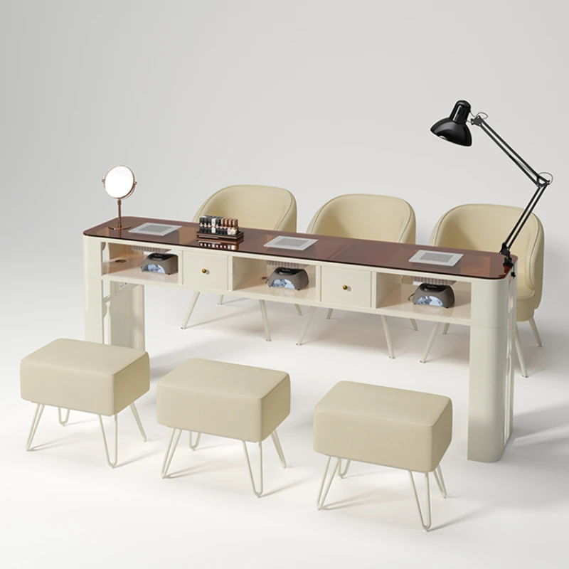 Design Nordic Manicure Table Luxury Glass Japanese Specialty Nail Desk Multifunzione Vanity Mesa De Manicure Furniture Yx50Mt