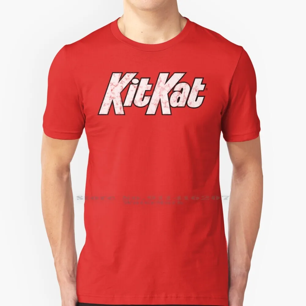 Kitkat Vintage Distressed Us Logo T Shirt 100% Puro Cotone Kitkat Chocolate Bar Kit Kat Nestlé Logo Candy Dolci Pasticceria