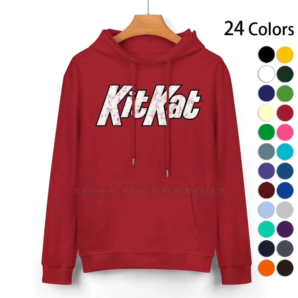 Kitkat Vintage Distressed Us Logo Felpa Con Cappuccio In Puro Cotone Maglione 24 Colori Kitkat Chocolate Bar Kit Kat Nestlé Logo Caramelle Dolci