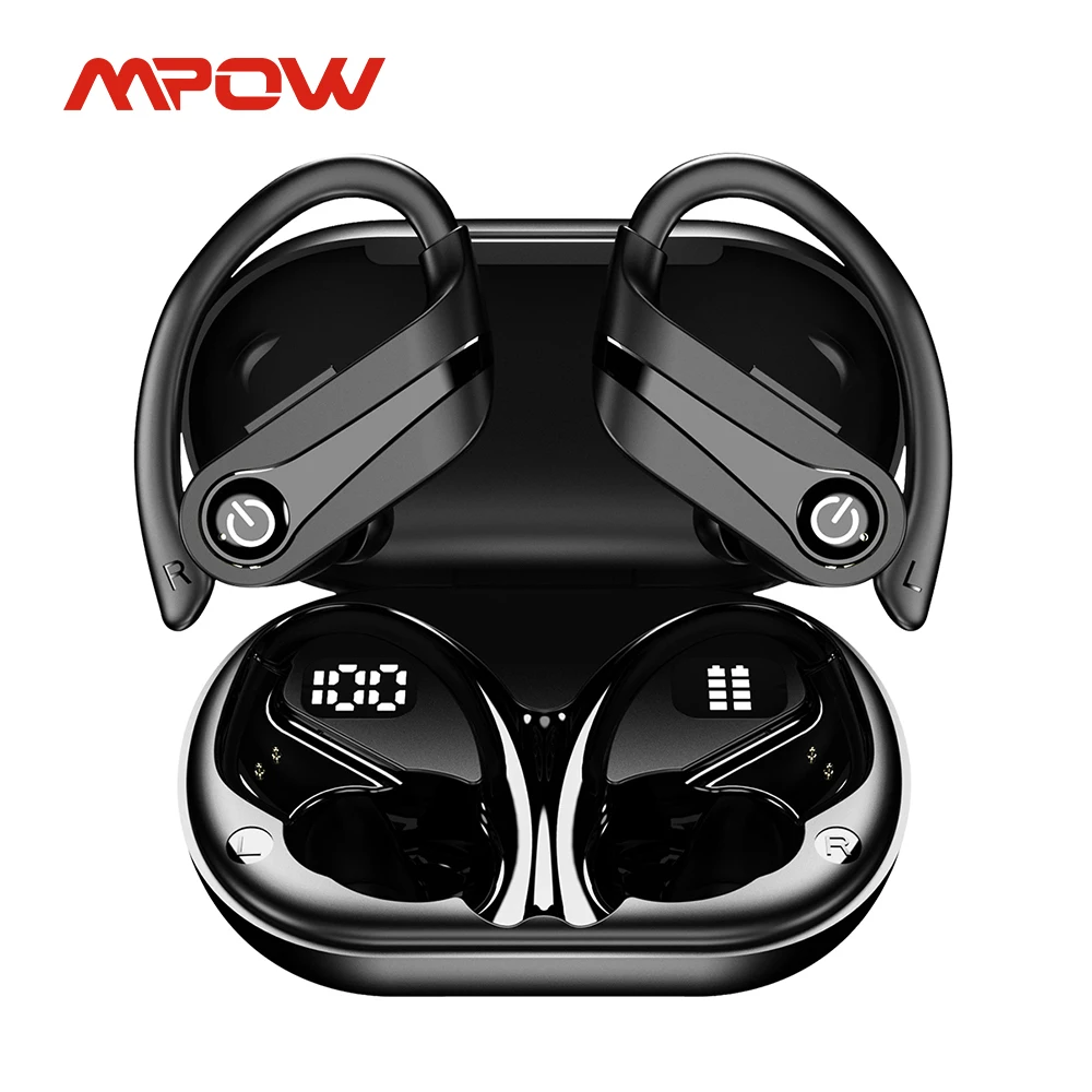 Mpow Q63 Bluetooth 5.3 Auricolari Wireless Con Microfono Ipx7 Auricolari Impermeabili 200H Con Ganci Per Sport Running Workout Gym