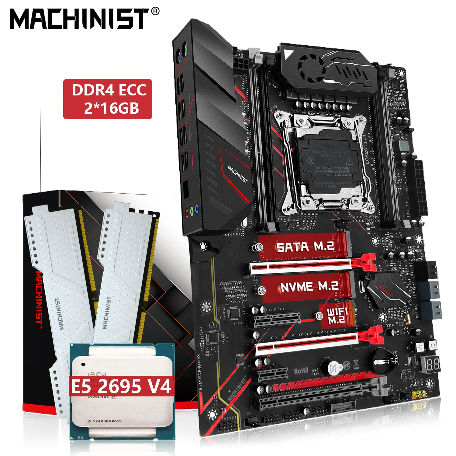 Machinist X99 Set Scheda Madre Con Kit Xeon E5 2695 V4 Processore 2X16G Ddr4 Ecc Ram Memory Support Ssd Sata M.2 Mr9A Pro Max Atx