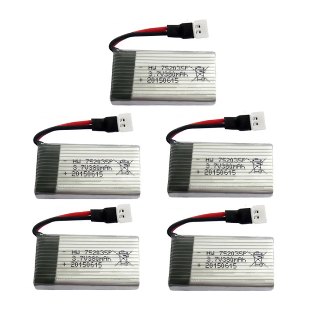 5Pcs Aggiornato Lipo Per Hubsan X4 H107 H31 Ky101 25C 3.7V 380Mah Rc Quadcopter 752035 Lipo Batteria 3.7 Lipo Per Hubsan X4 H107