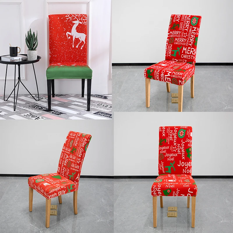 Funda Elapstica Extradulle Lavable Para Silla De Comedor, Cubierta De Asiento Con Estampado De Papà Noel Para Fiesta De Navidad