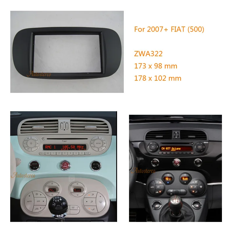 Zwnav 11-322 Kit Radio Adattatore Surround Stereo Doppio Pannello Din Per Fiat (500) 2007