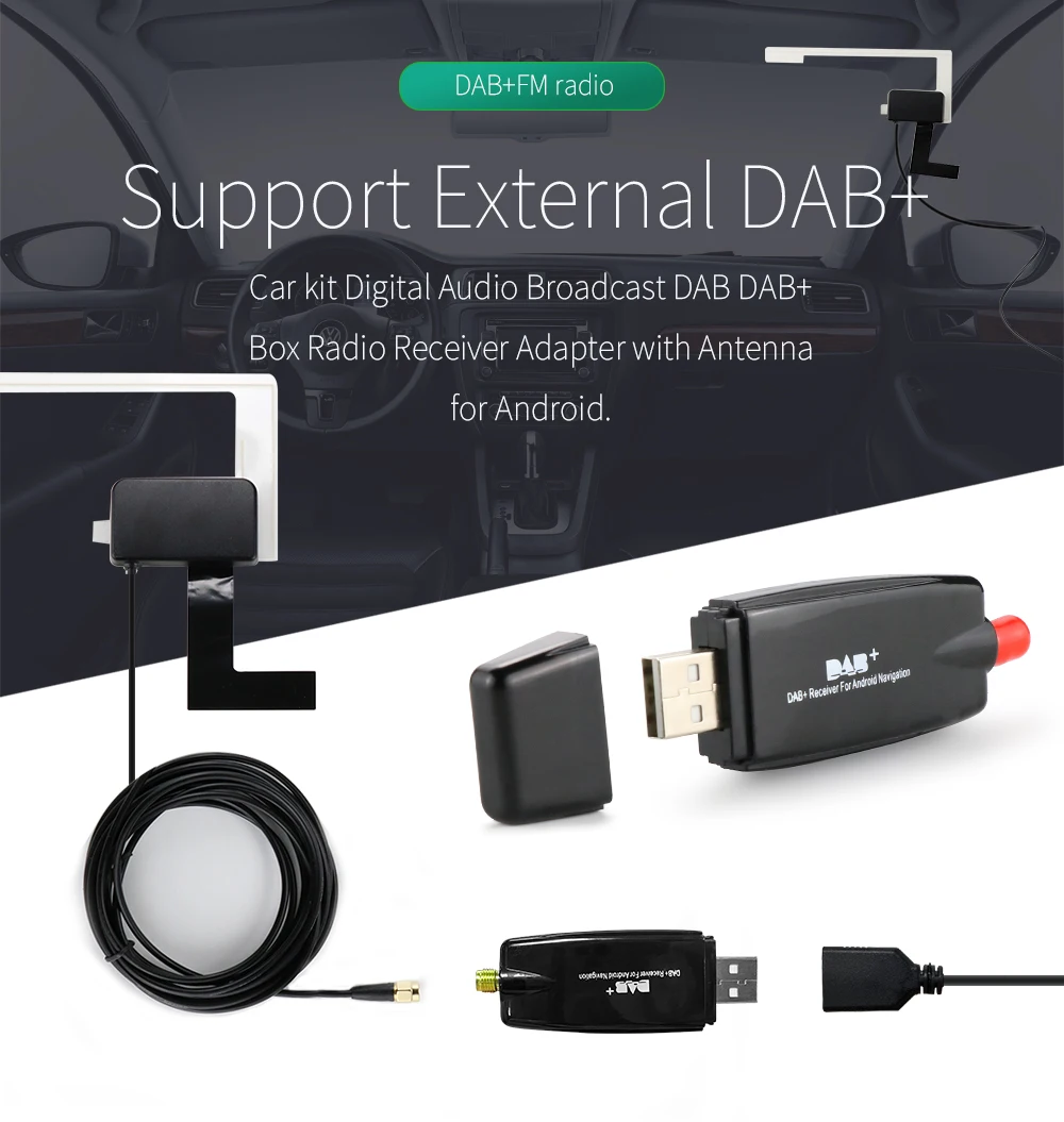 Hizpo Radio Dab + Adattatore Per Antenna Amplificato Per Auto Stereo Android Veicolo Automotive Digital Audio Broadcasting Multimedia Unit