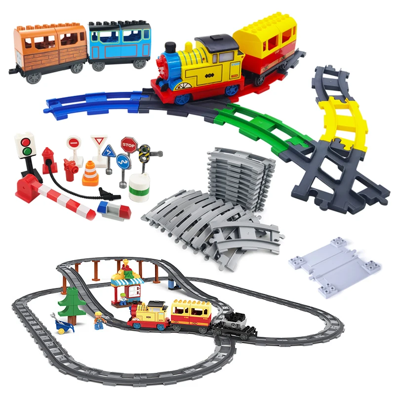 Big Building Block Track Set Locomotiva Elettrica Intelligente Ferrovia Duplo Train Programmazione Educativa Per Bambini Giocattoli Assemblati
