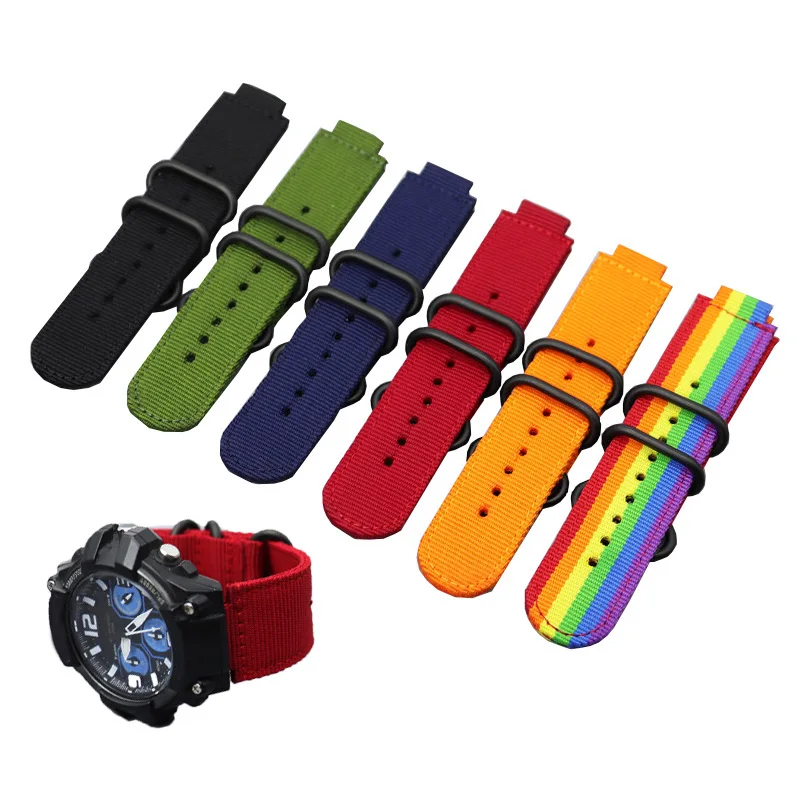 Cinturino Per Orologio In Tela Di Nylon Per Casio G-Shock Gm-110 Gm-2100 Ga-900 Gm-5600 Ga-110 Ga-2100 Bracciale Con Fibbia Ad Anello Da Uomo