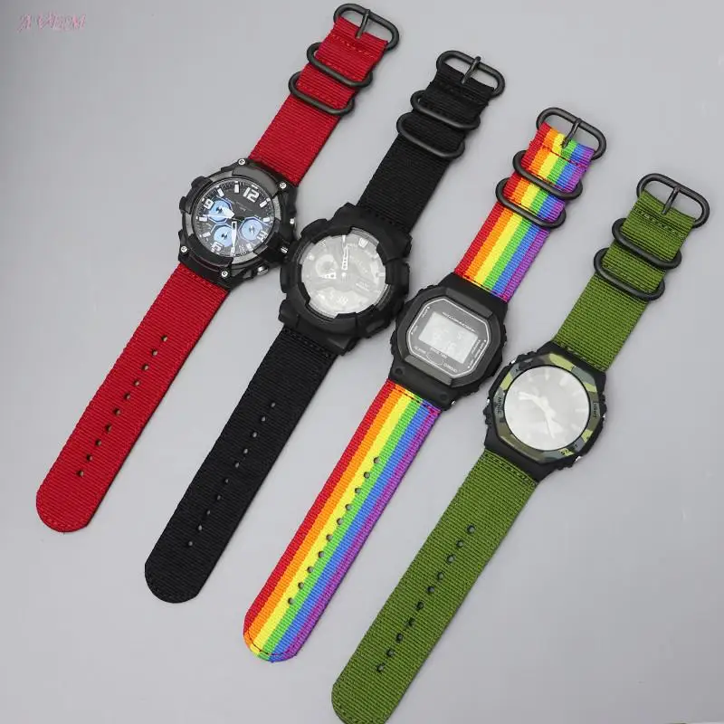Cinturino Per Orologio In Tela Di Nylon Per Casio G-Shock Gm-110 Gm-2100 Ga-900 Gm-5600 Ga-110 Ga-2100 Bracciale Con Fibbia Ad Anello Da Uomo