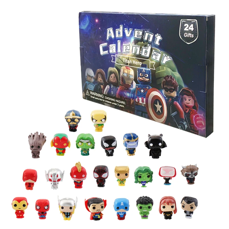 Calendario Dell'Avvento Funkopop Marvel Avengers Spiderman Iron Man Anime Lego Minifigures Bambole Modello Bambini Giocattoli Di Natale Regalo