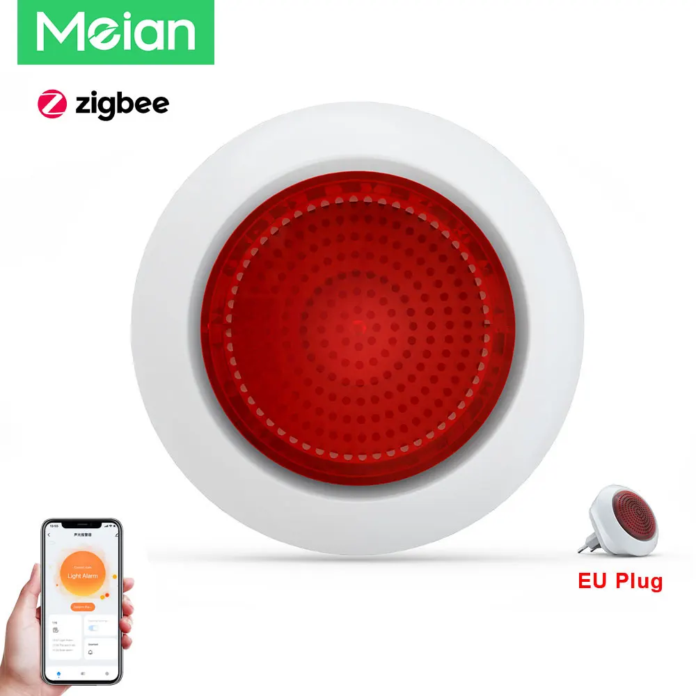 Meian Flash Sound Sirena Allarme Tuya Zigbee 110V 220V Sirena Alarma 100Db Wireless Alarme System Controllo Di Sicurezza Smartlife