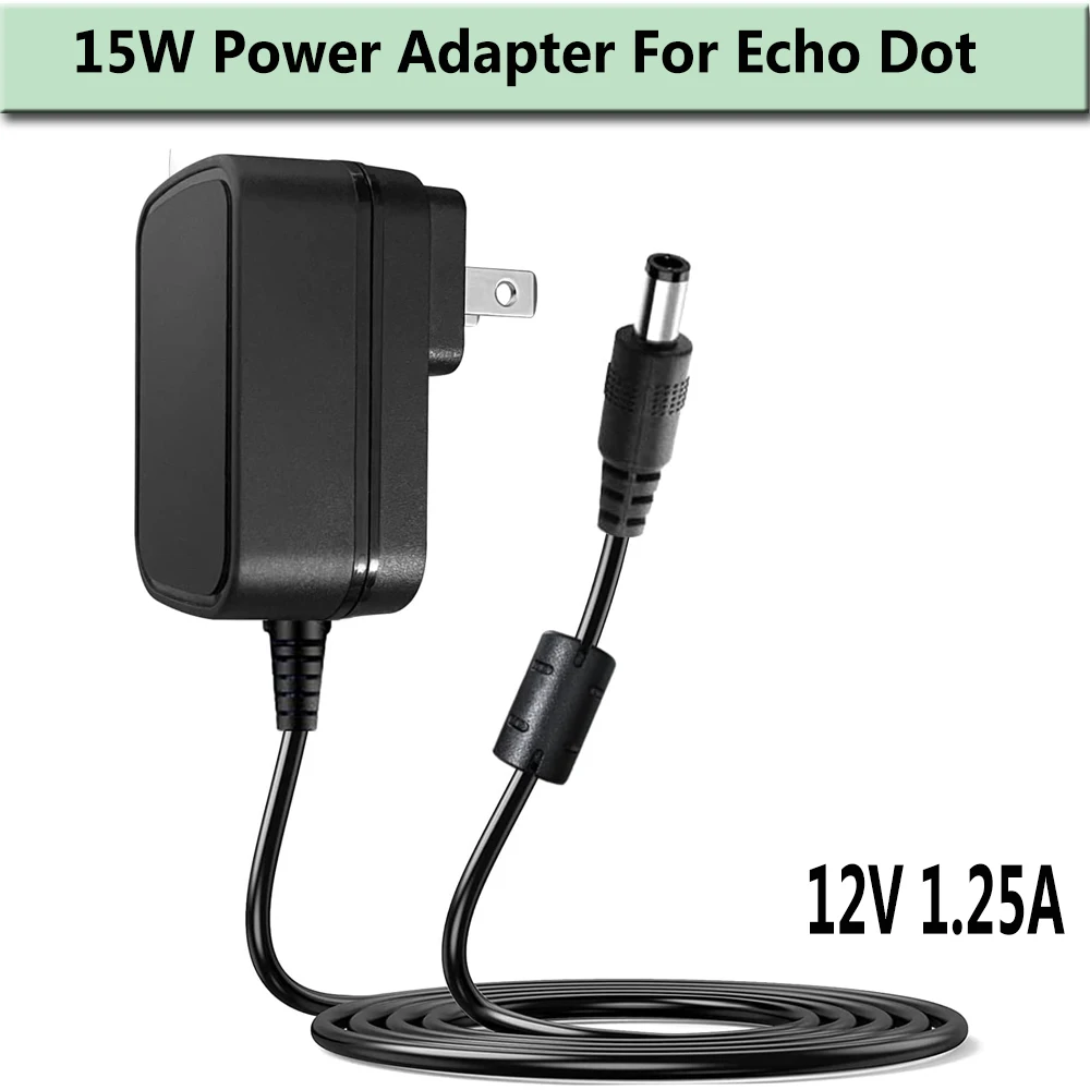 Adattatore Di Alimentazione Da 15W Per Echo Dot,Echo Dot 4Th Gen 2020,Echo Dot 3Rd Gen 2018,Echo Dot Con Orologio, Echo Show 5,Echo Spot,Fire Tv Cub