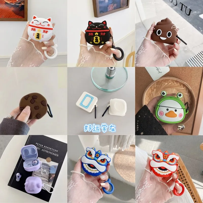 Custodia In Silicone Per Samsung Galaxy Buds2 Pro/Live/Buds2 New Lucky Cat Cute Cartoon Auricolare Protector Per Le Donne Buds2 Pro