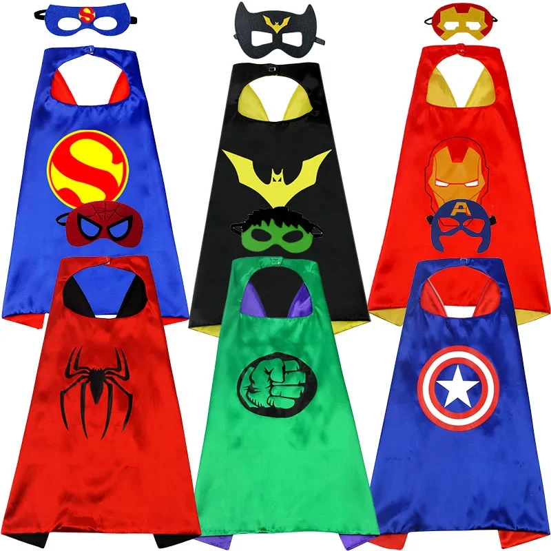 Mantelle Da Supereroe Bambini Spiderman Captain America Thor Hulk Cosplay Mantello Maschera Vestito Halloween Carnevale Mantelle Per Bambini