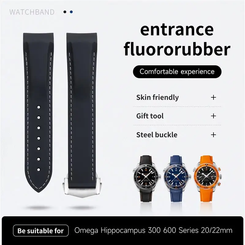 Pcavo Cinturino In Gomma Flessibile Morbida Per Cinturino Omega Speedmaster Moonwatch Seamaster 300 At150 Planet Ocean 600 Wristband