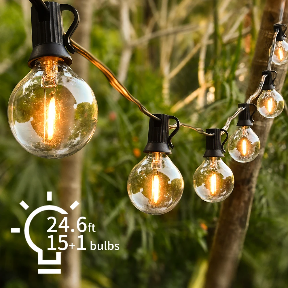 30M Led Fairy String Light Globe Party Garland G40 Patio Light Warm White Clear Vintage Bulb Chain Per Outdoor Backyard Decorare