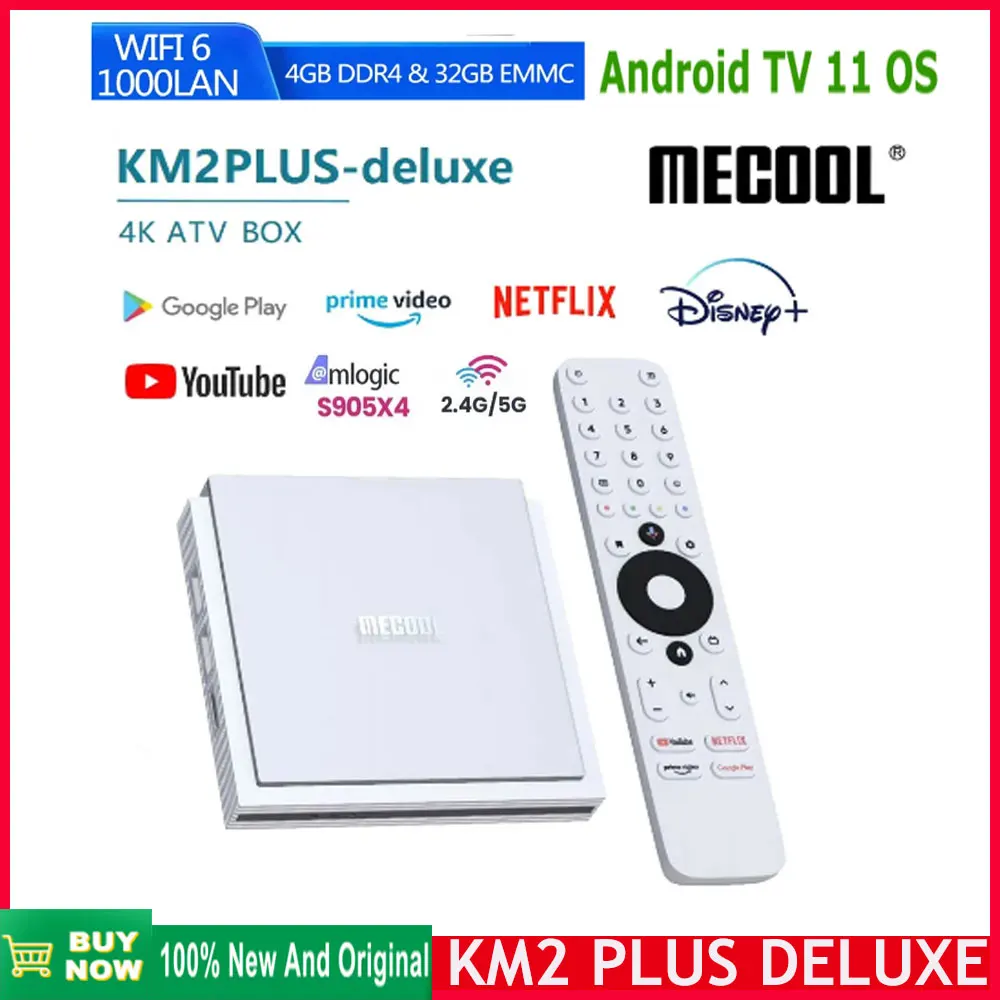 2024 Più Nuovo Mecool Km2 Plus Deluxe 4K Android 11 Certificato Tv Box Google Tv Box 4Gb Ddr4 32Gb 1000M Lan Wifi 6 Smart Tv Box