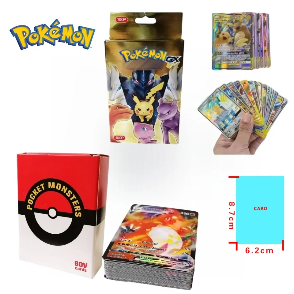 60-100Pcs Pokemon Color Card Pack Set Nero 60Vmax Vstar Sliver 100Gx Box Pikachu Cosplay Carta Charizard Kids Pokemon Toy