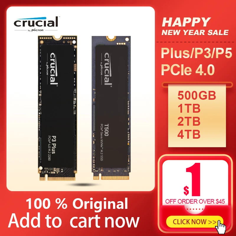 Crucial Ssd P3 Plus/P3/P5 Plus 500G 1000G 2000G 4000G Pcie 3D Nand P2 250G Nvme M.2 Unità A Stato Solido, Originale E Nuovo