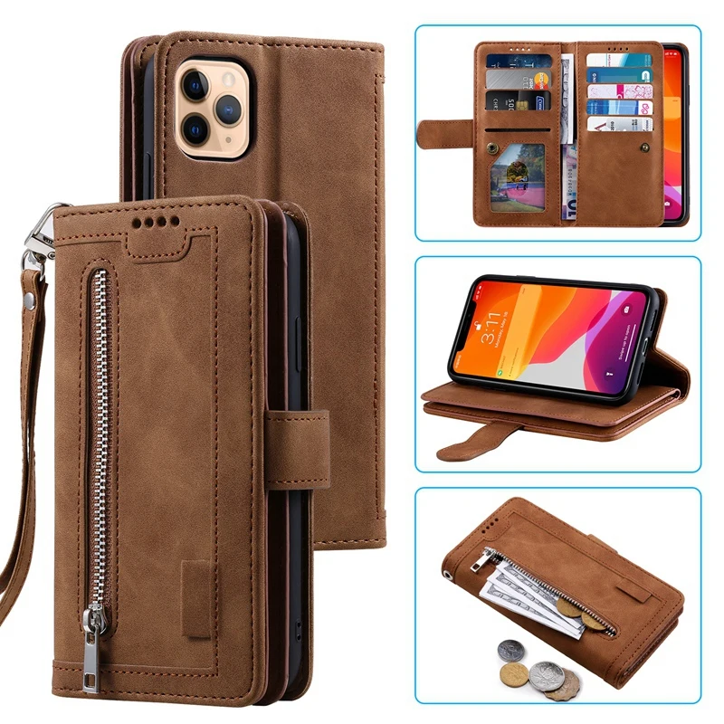 Custodia A 9 Slot Per Schede Per Google Pixel 8 8 Pro Pixel 7 7 Pro 7A Google Pixel 6 6 Pro 6A 5A Portafoglio Con Cerniera In Pelle Pu Flip Cover