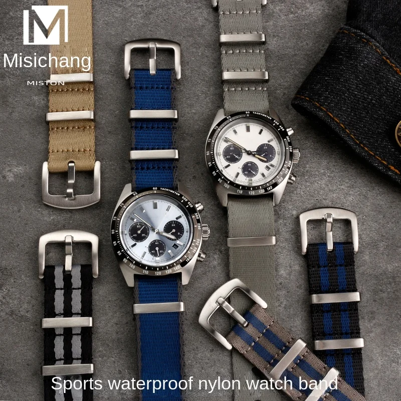Adatto Per Omega Swatch Epicicloic Co Branded Series Coppia Orologio Omega Seamaster 300 Con Cinturino Saturn In Nylon Liscio 20Mm