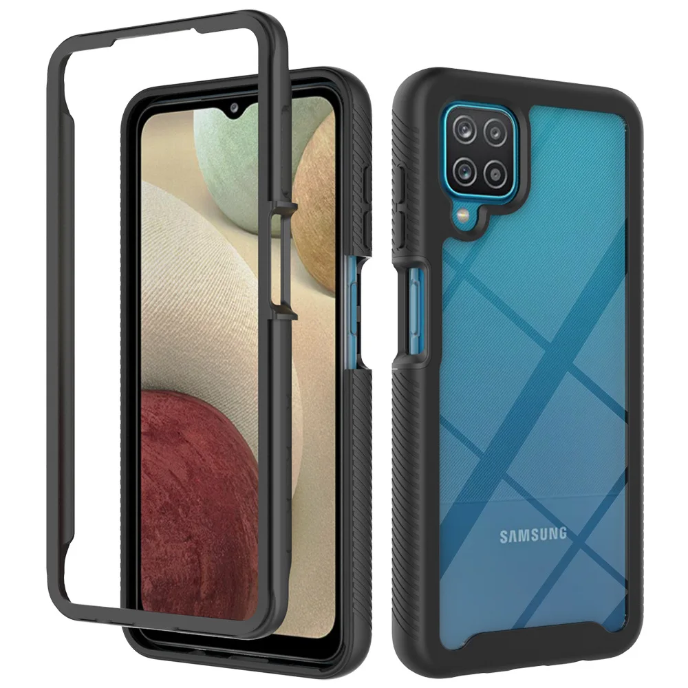 Custodia Ibrida Tpu/Pc Sky Per Samsung Galaxy A12 / M12 Funda Capa Cover Posteriore Trasparente Resistente Agli Urti A Due Strati