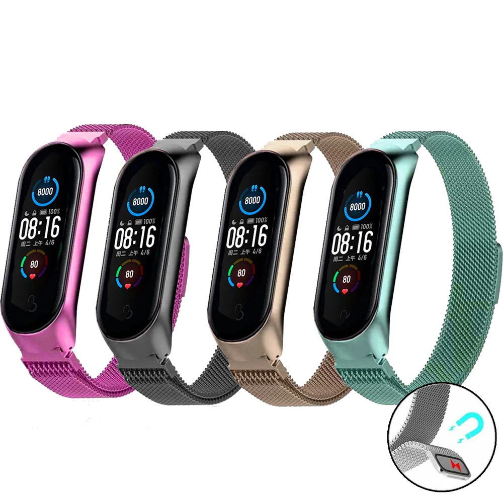 Cinturino Xiaomi Mi Band 5 Compatibile Con Smartband Watch Smart Watch Cinturini In Metallo Imantado