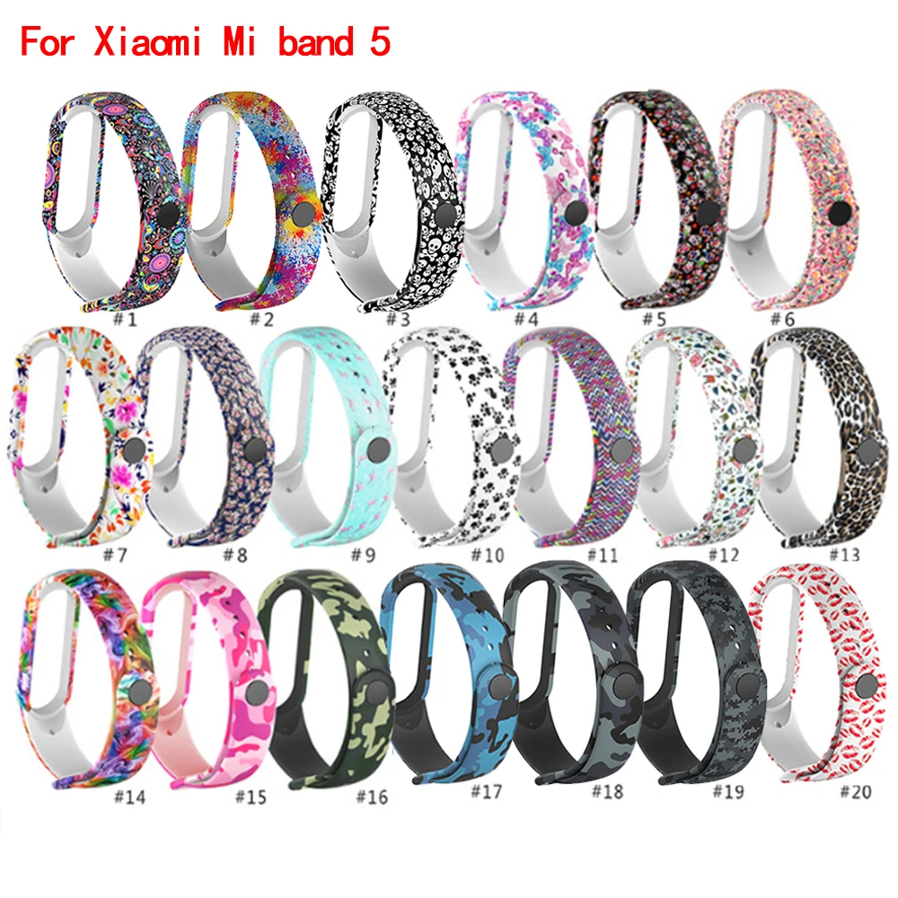 Cinturino In Silicone Per Xiaomi Mi Band 5 Bracciale Da Polso Xiaomi Mi Band Stampa Cinturino Colorato Per Xiaomi Mi Band 5 Accessori