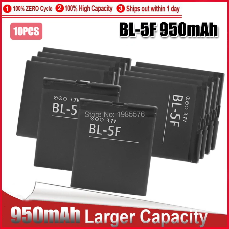 10Pcs Batteria Al Litio Best Di Ricambio Bl 5F Bl-5F Per Nokia E65 N93I N72 N93 N95 N98 N99 6290 6210 X5 6710N Batteria