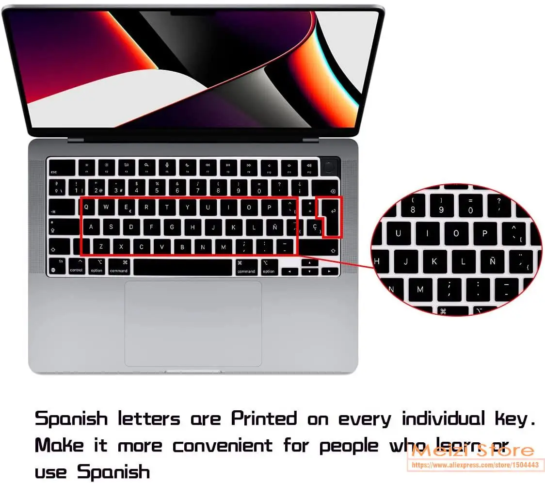 Cover Per Tastiera Spagnola Versione Ue Per Macbook Pro 14 Pollici 2021 (A2442 M1 Pro/Max) E Macbook Pro 16 Pollici 2021 (A2485 M1 Pro/Max)