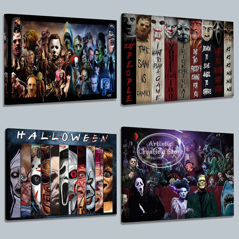 Classic Horror Movies Horror Essential Collection Poster Stampe Canvas Painting Hd Print Picture Bedroom Club Wall Home Decor