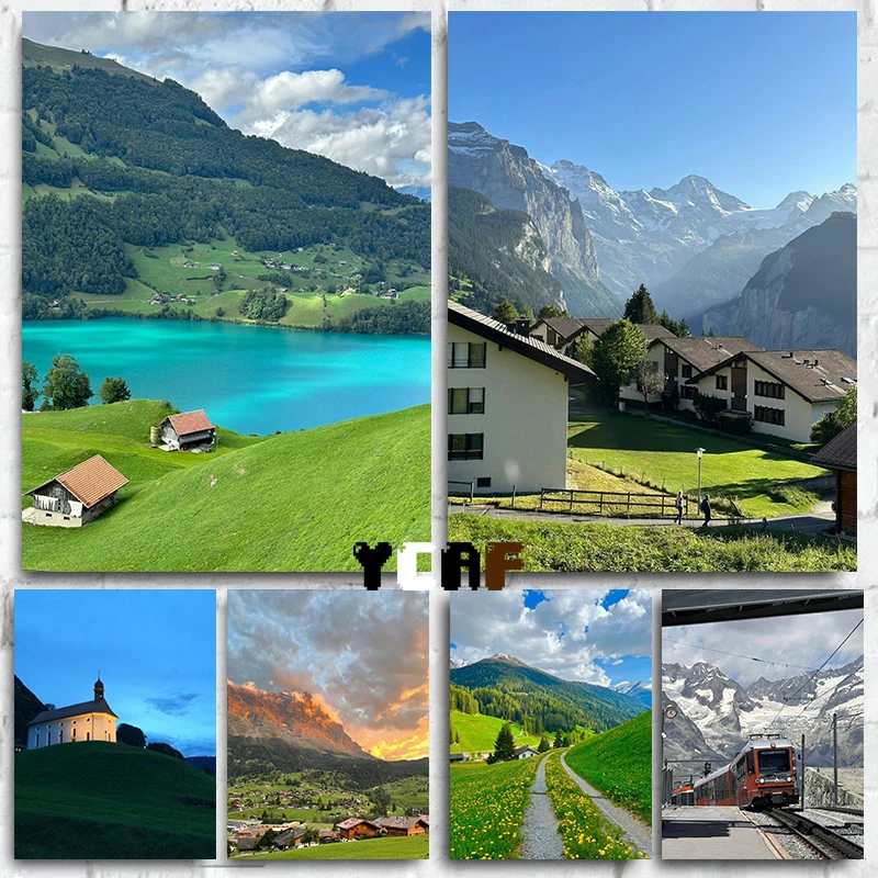 Swiss Landscape Photos Poster Canvas Printing Mount Titlis Swiss Natural View Wall Art Print Viaggiare Home Room Decorazione Della Parete