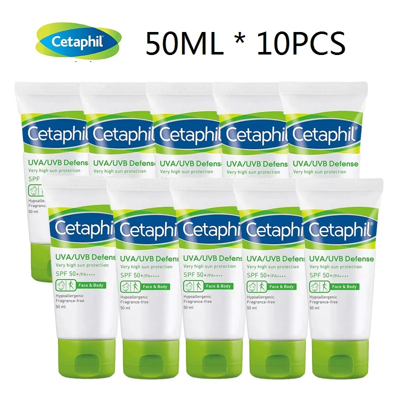 10 Pz Cetaphil Protezione Solare Alta Protezione Solare Spf 50 +/Pa +++ Crema Solare Rinfrescante Impermeabile Per Crema Viso/Corpo Idratante