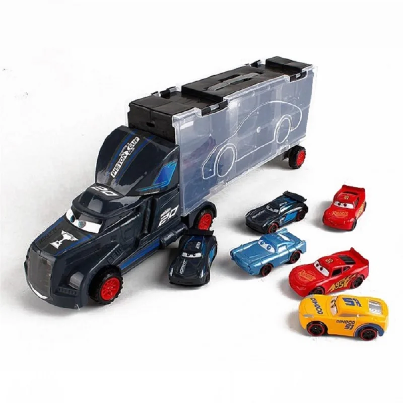 Disney Diecast Metal Alloy Pixar Cars 3 Metal Truck Con 6 Piccole Auto Disney Cars 3 Jackson Storm Mcqueen Toys Consegna Gratuita