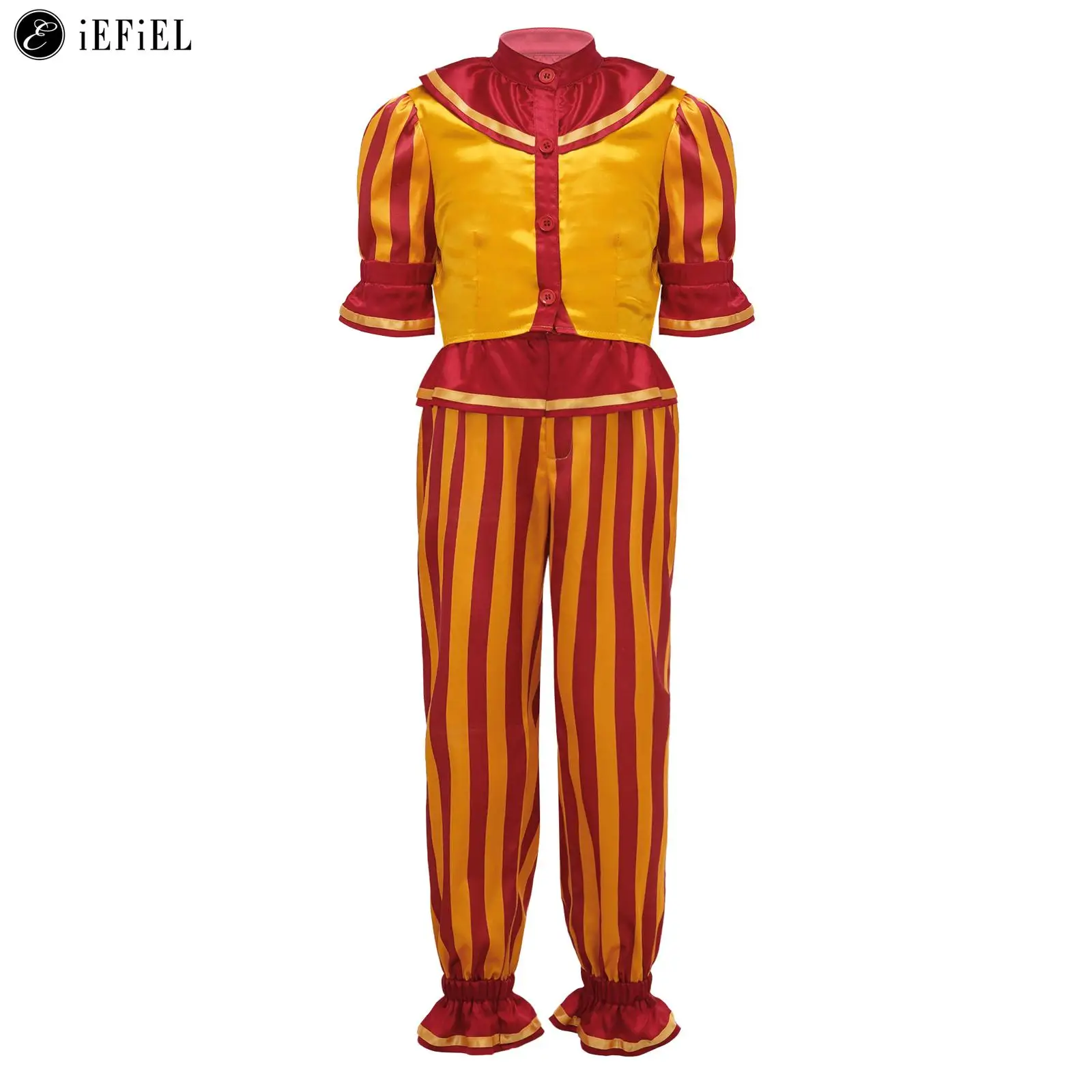 Kids Boys Girls Silly Circus Clown Costume Funny Jester Joker Cosplay Fancy Dress Up For Halloween Party Christmas Carnival