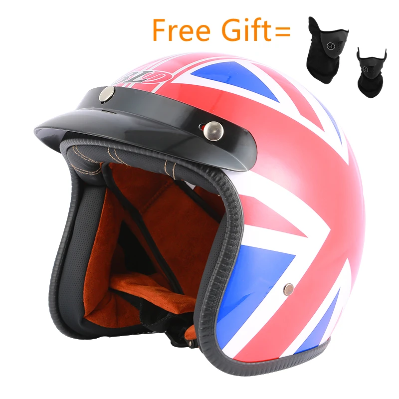 Casco Moto Vintage Bandiera Uk Casco Moto 3/4 Caschi Scooter Jet Open Face Bike Casco Casque Omologato Dot Retrò