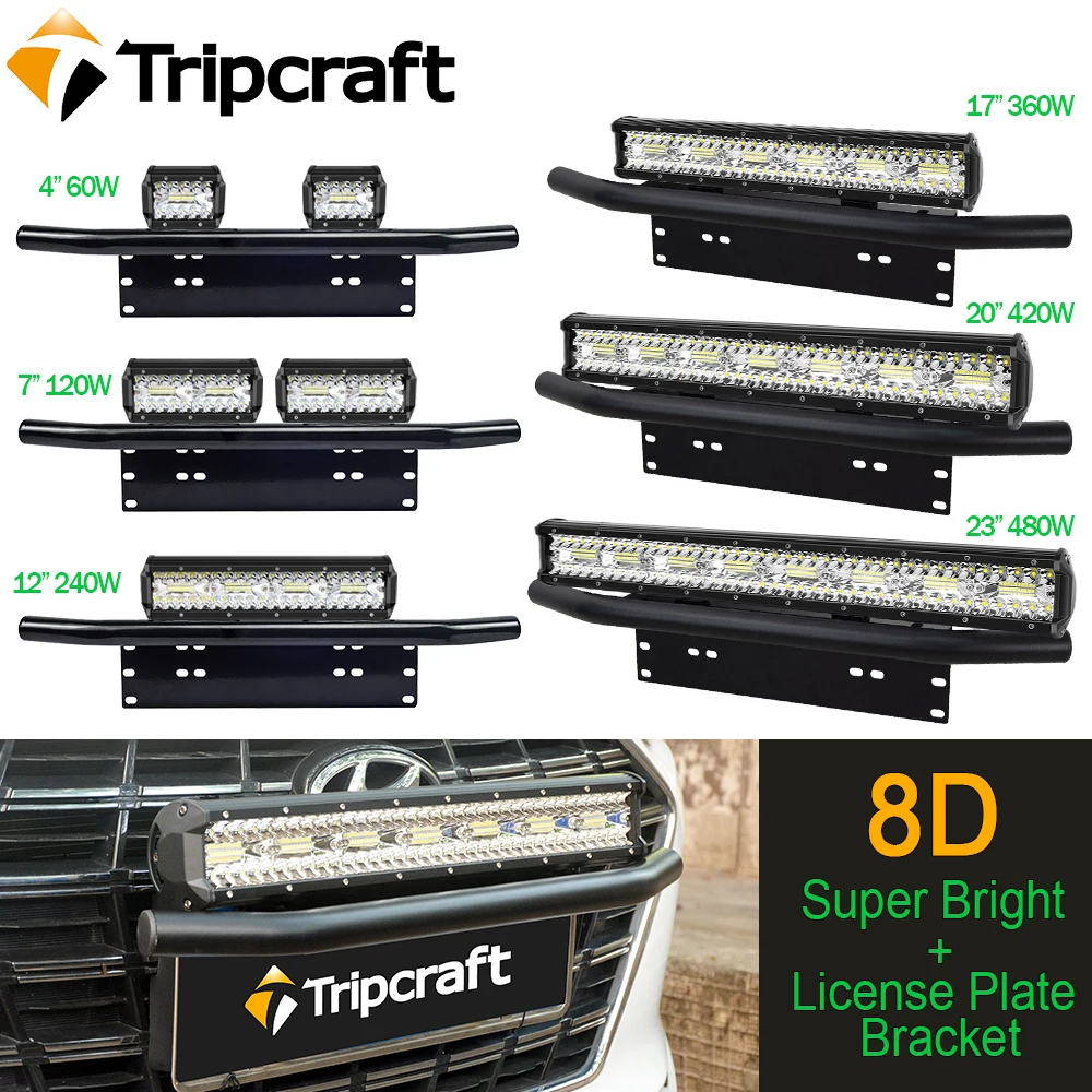 Tripcraft 23 "Porta Targa Rampe Led 4X4 12V 24V Barra Luminosa Per Fuoristrada Suv Truck Atv4Wd Auto Fendinebbia Staffa Di Montaggio