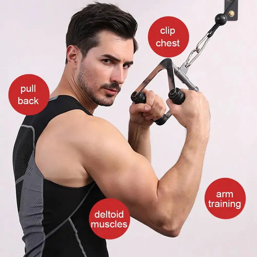 Fitness Vogatore Maniglia Puleggia Cavo Macchina Tricipiti Blaster Lat Pulldown Bicep Sollevamento Pesi Grips Allenamento Bar Attaccare D7U4