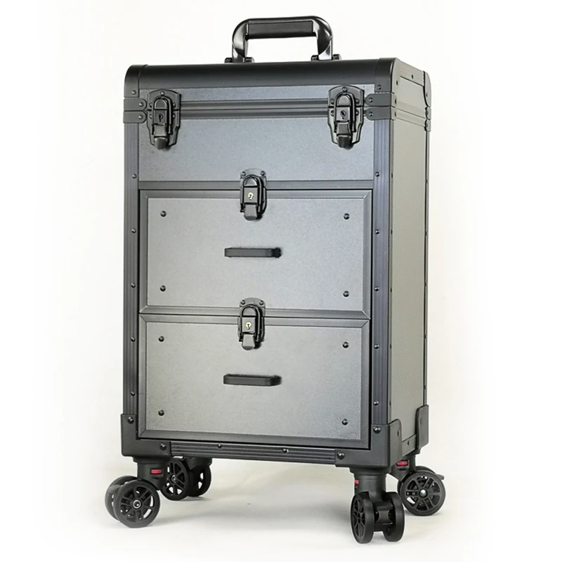 Fashion Pink Trolley Cosmetic Rolling Bagagli Donna Uomo Luxury Black Nails Makeup Toolbox Beauty Tattoo Trolley Valigia